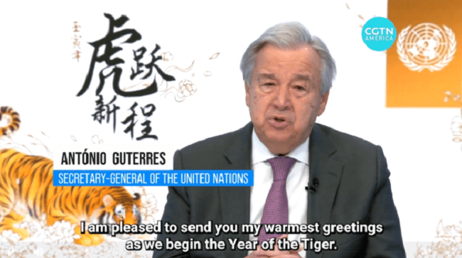 Glavni tajnik UN-a Antonio Guterres šalje novogodišnje želje Kini