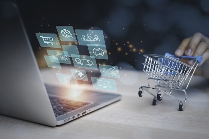 Online shopping through mobile by online payment.
